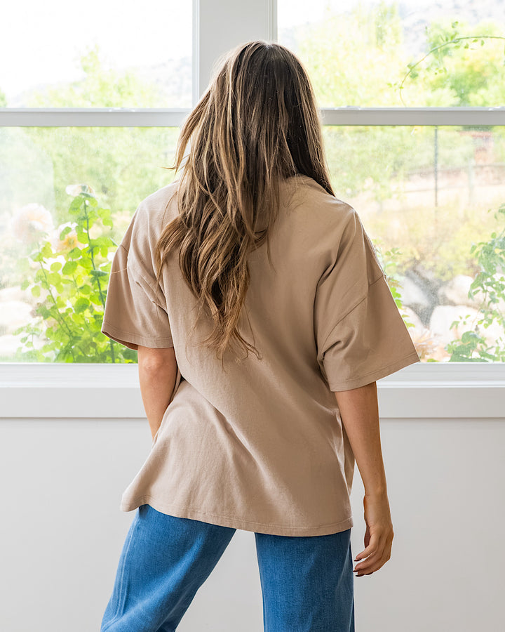 NEW! Oversized Mineral Wash Tee - Dark Taupe