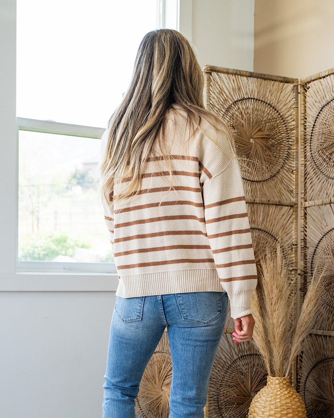 NEW! Sydney Chunky Ribbed Striped Sweater - Oatmeal  Be Cool   