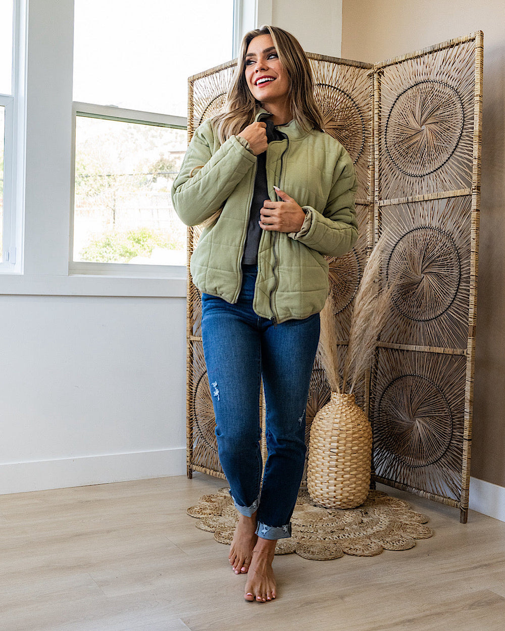 NEW! Quilted Puffer Jacket - Matcha Green Heyson