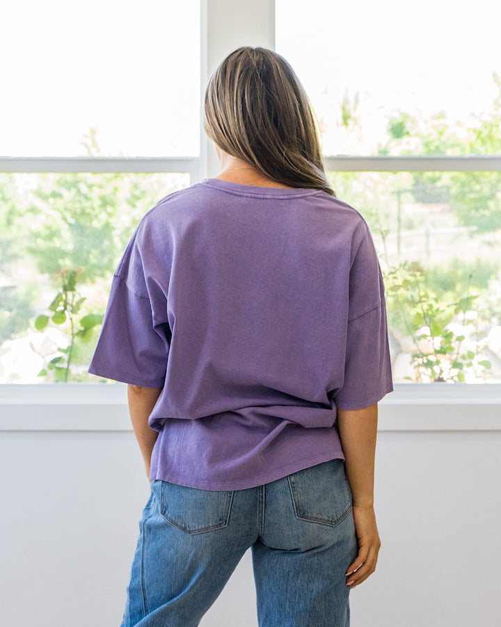 NEW! Oversized Mineral Wash Tee - Dusty Purple Double Zero