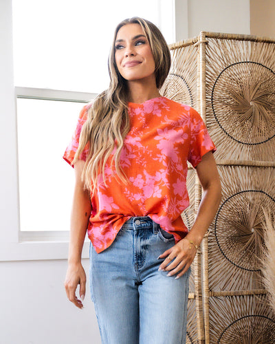 NEW! Lisa Orange and Pink Floral Top  Sew In Love   