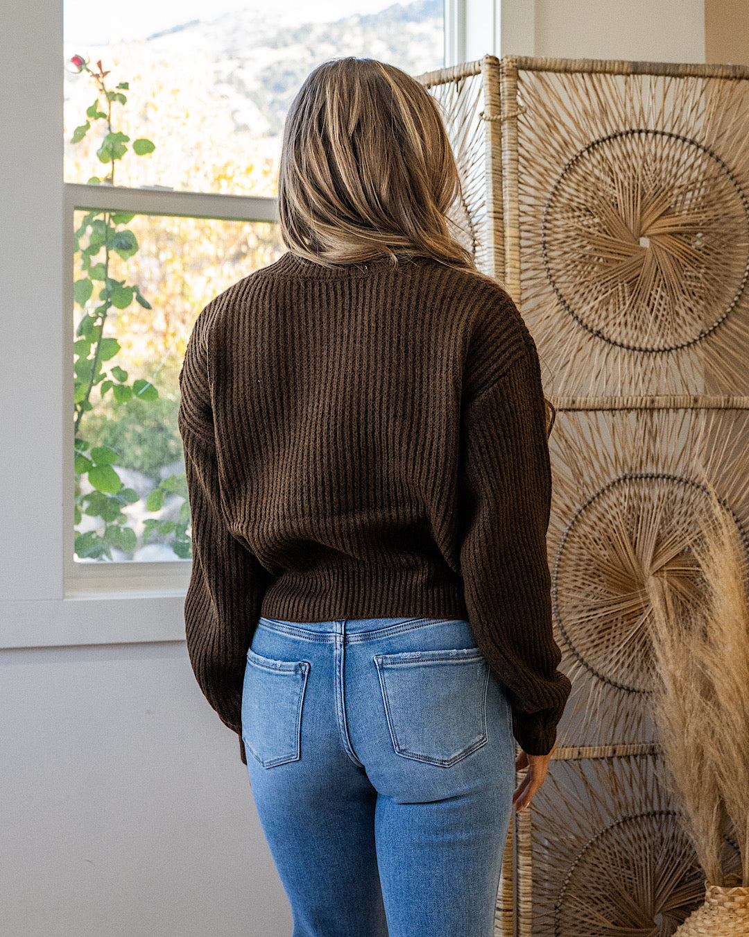 NEW! Evie Ribbed Knit Sweater - Chestnut