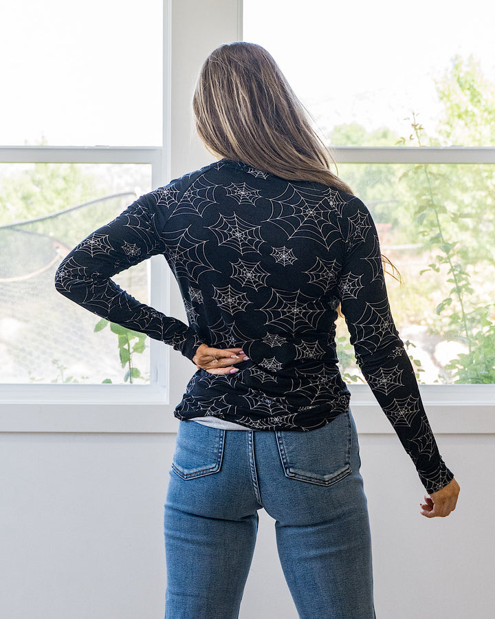 NEW! Blair Long Sleeve Top - Midnight Webs