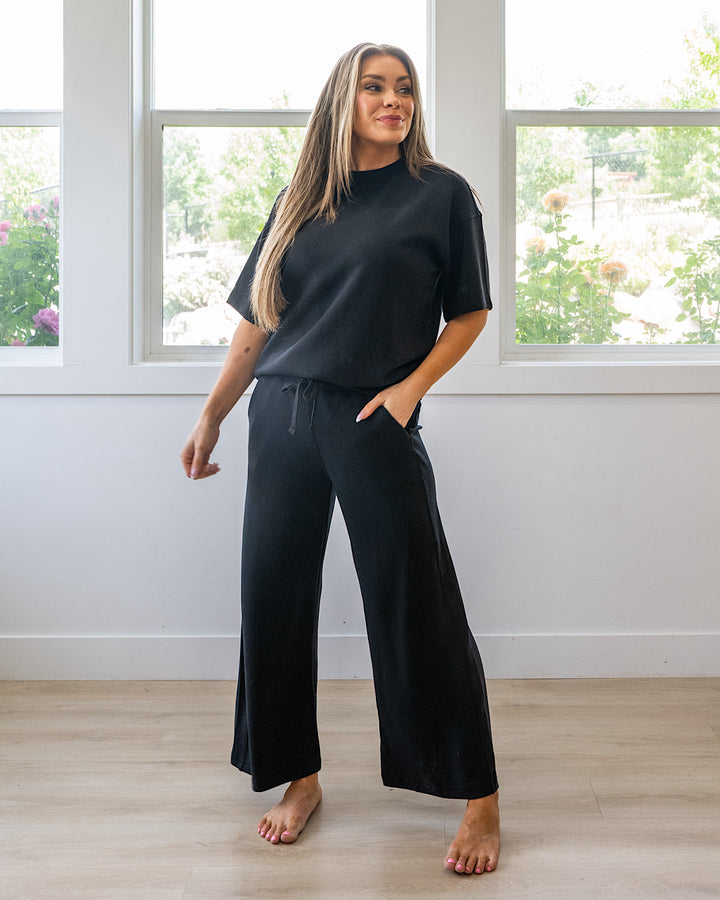 NEW! Macey Scuba Fabric Top - Black