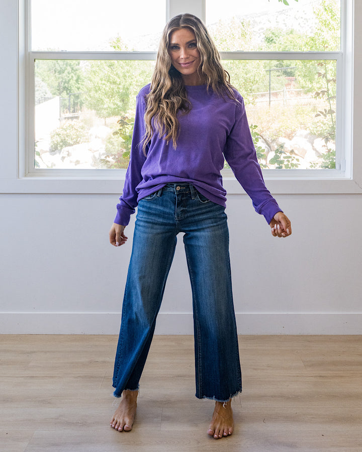 NEW! Mia Ribbed Crewneck Top - Purple