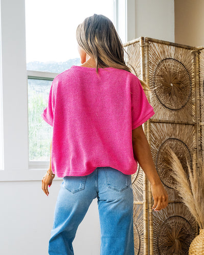 Called It All Off Short Sleeve Sweater - Pink FINAL SALE  Bibi   