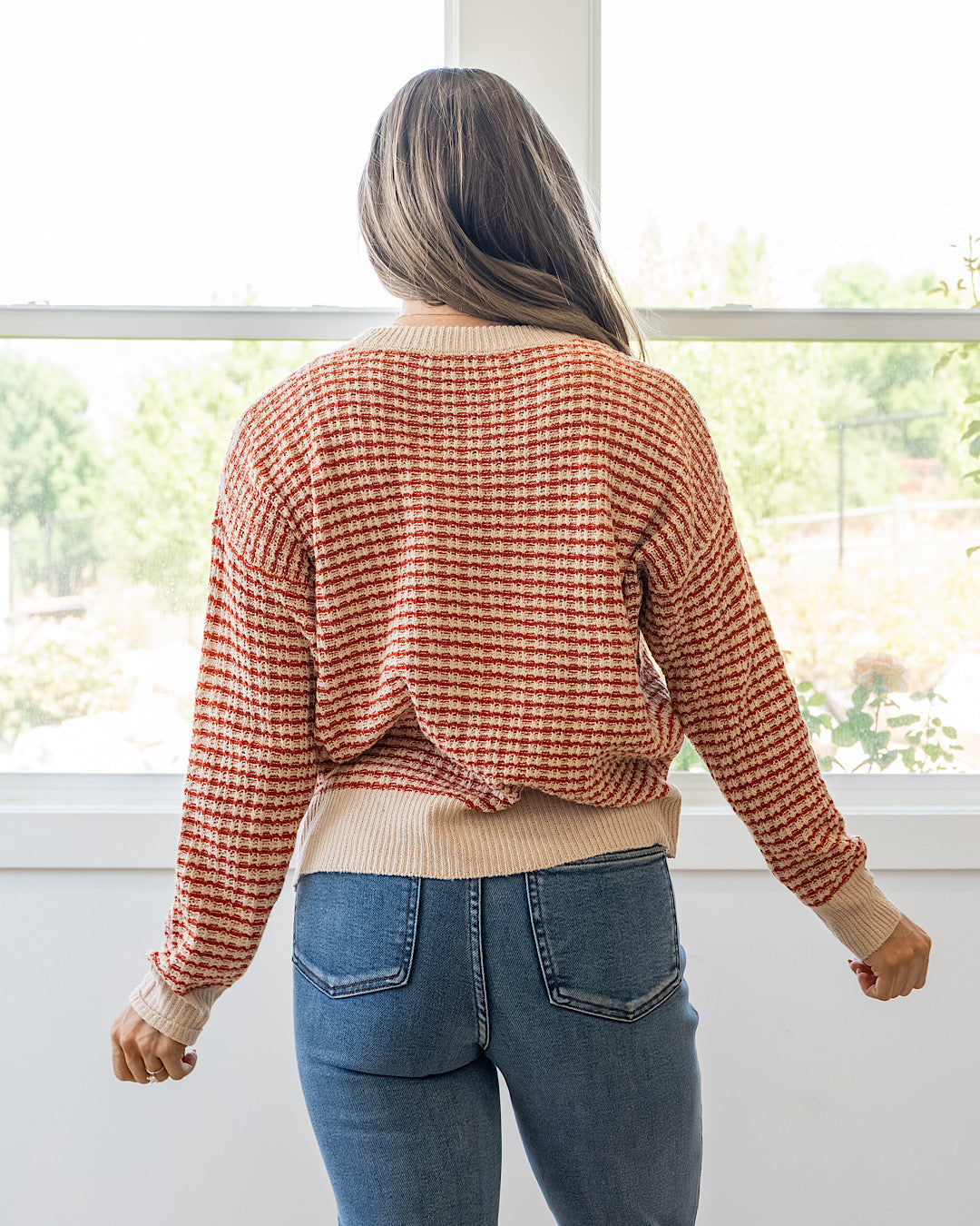 NEW! Marissa Striped Textured Sweater - Rust