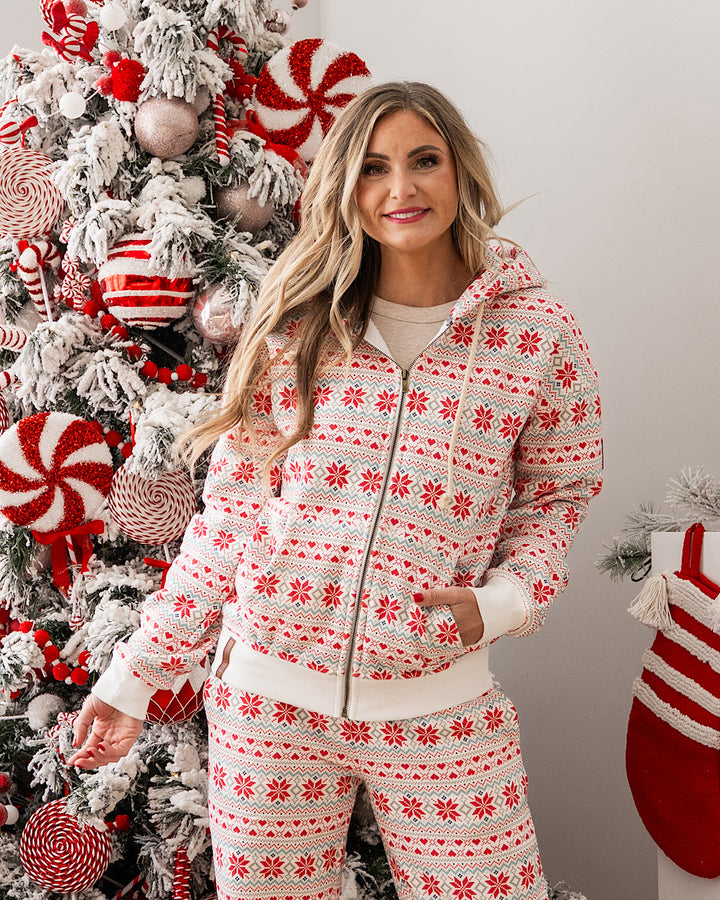 NEW! Ampersand Ave Comfort Zone FullZip Hoodie - Frosted Fair Isle