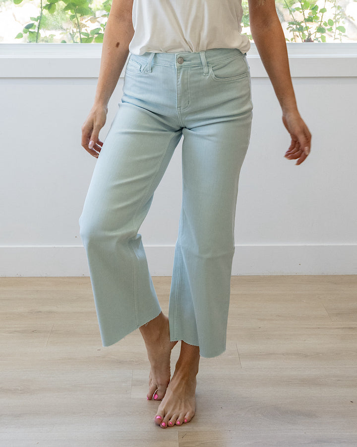 NEW! Vervet Skye Wide Leg Non Distressed Crop Jeans - Winter Sky