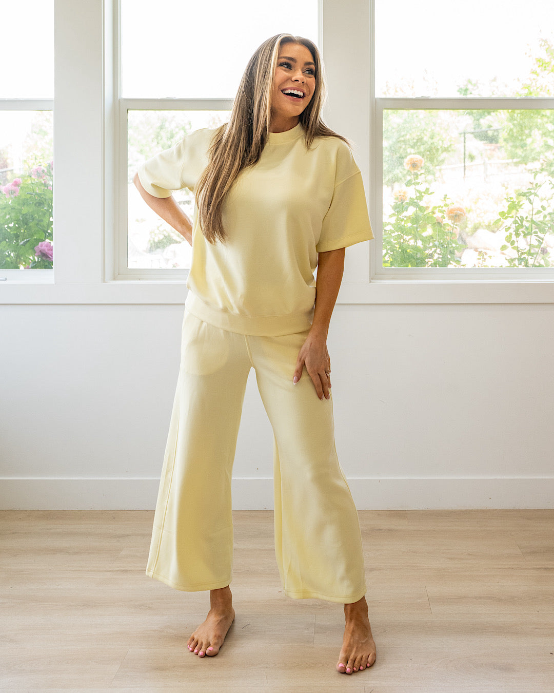 NEW! Kendall Scuba Fabric Wide Leg Pants - Lemonilla