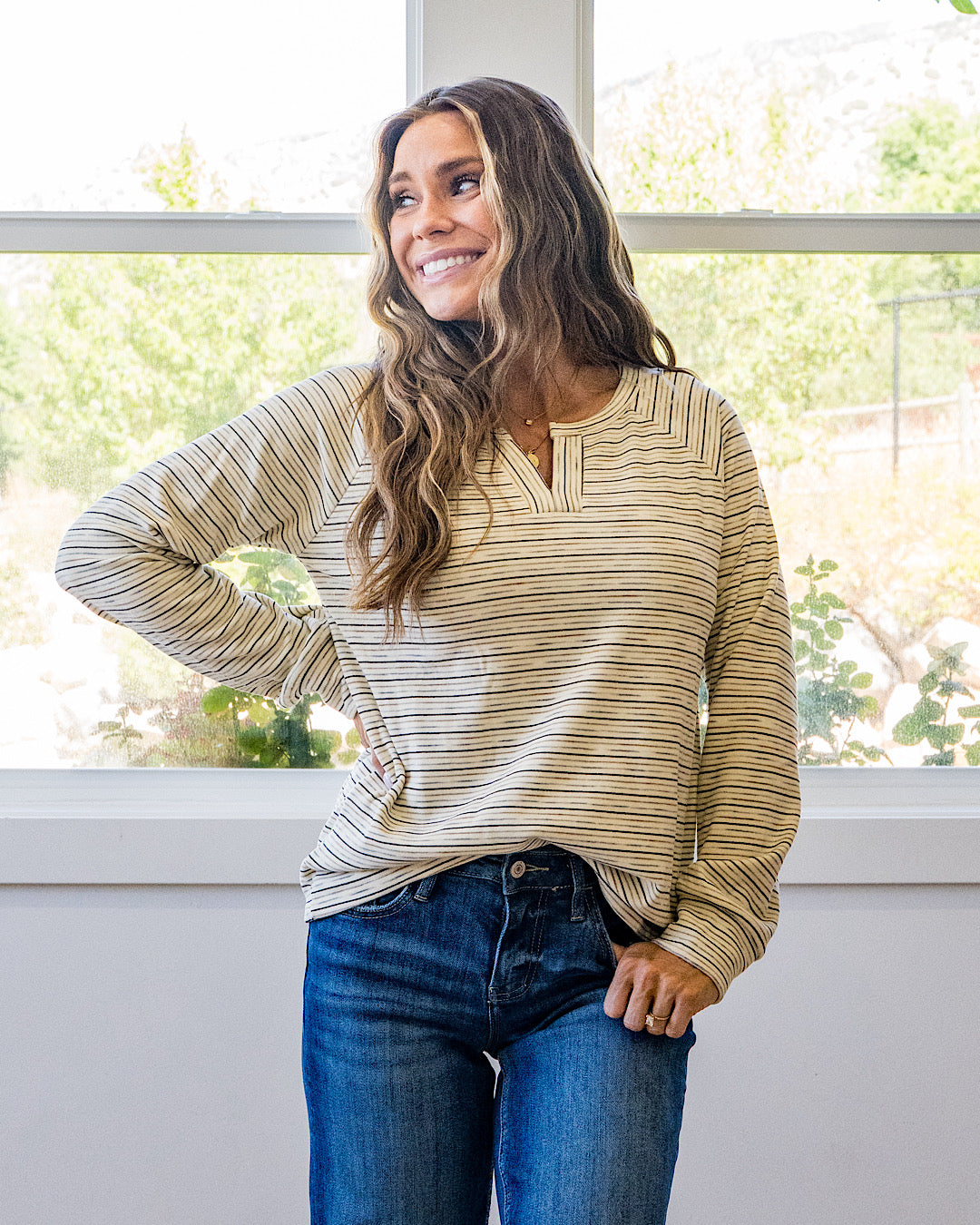 NEW! Estelle Brushed Striped Top - Ivory