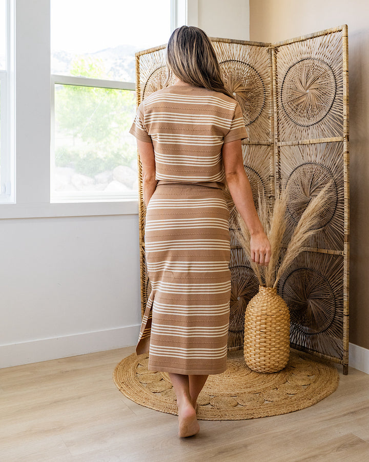 NEW! Striped Sweater Top and Skirt Set - Mocha & Cream Wishlist