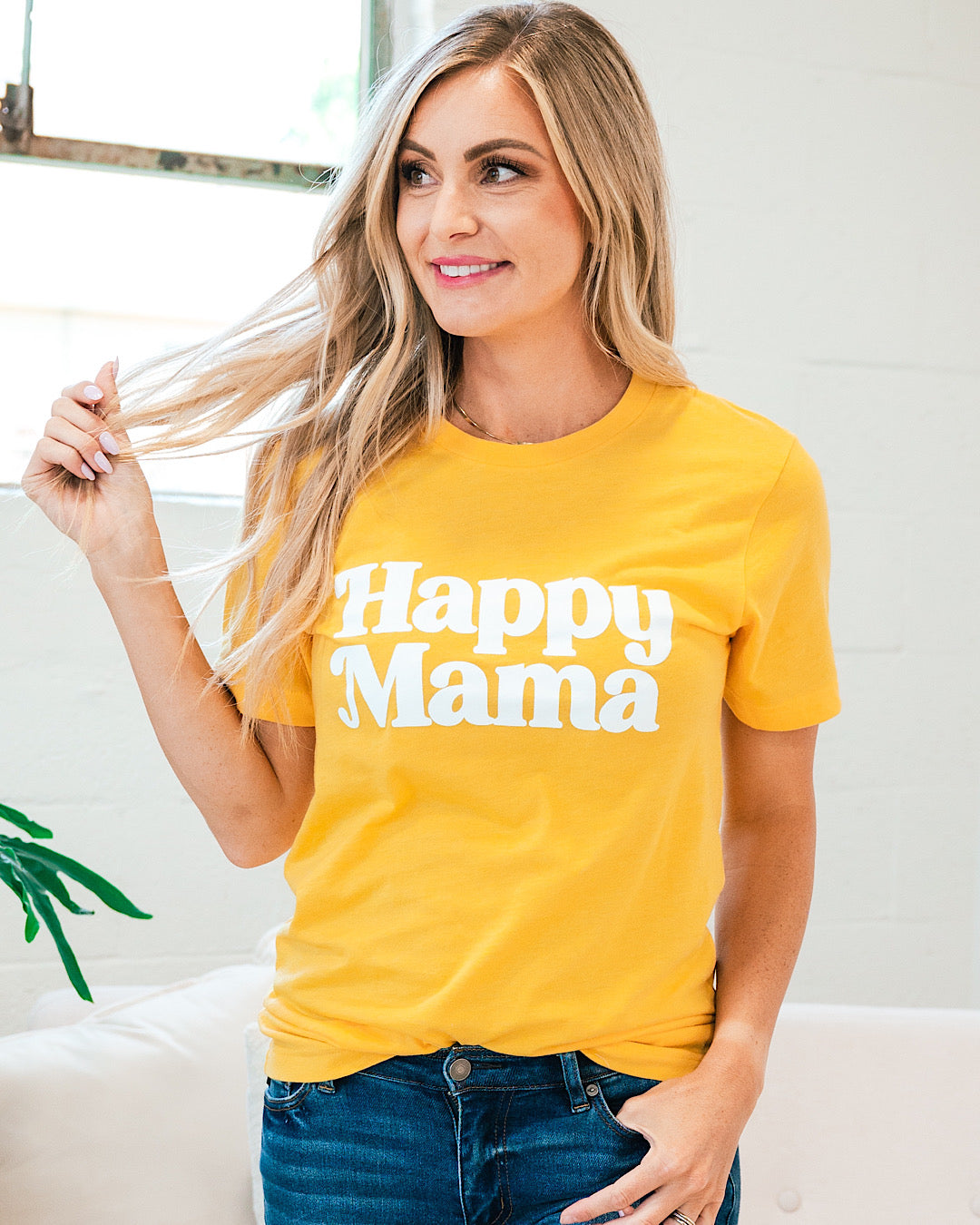 DOORBUSTER! Happy Mama Yellow Tee  D&E   