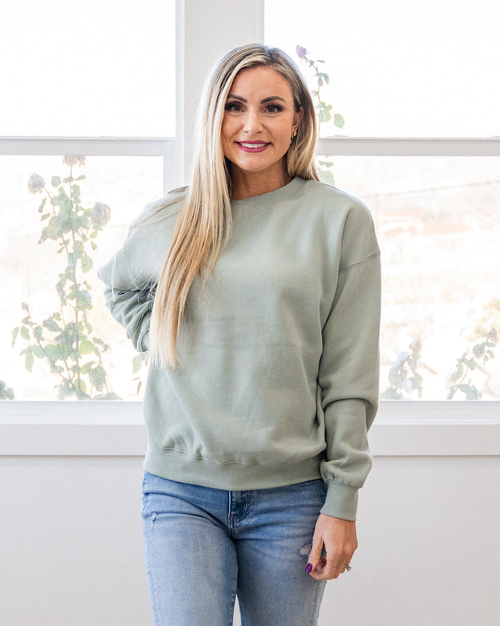 NEW! The Go To Fleece Crewneck Sweatshirt - Basil Reflex