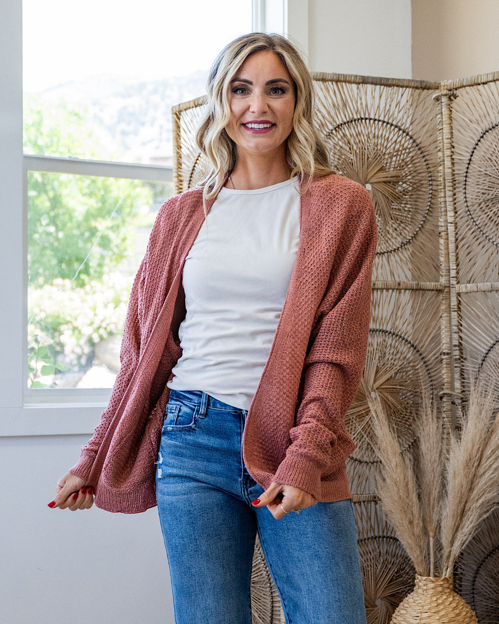 NEW! Blindsided Open Front Cardigan - Clay Be Cool
