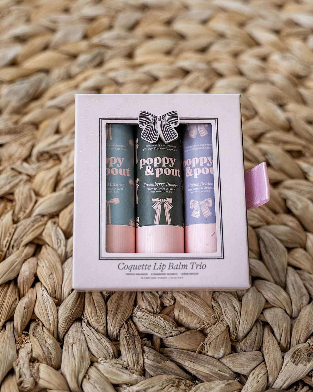 NEW! Poppy & Pout Coquette Lip Balm Trio Gift Set Poppy & Pout