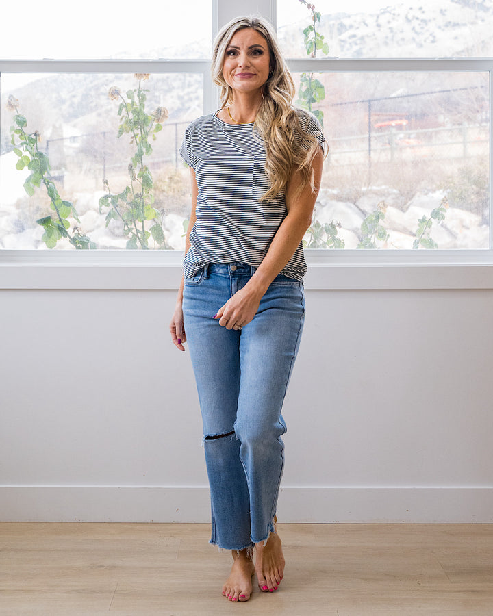 NEW! Hendrix Striped Pocket Top - Forest Green