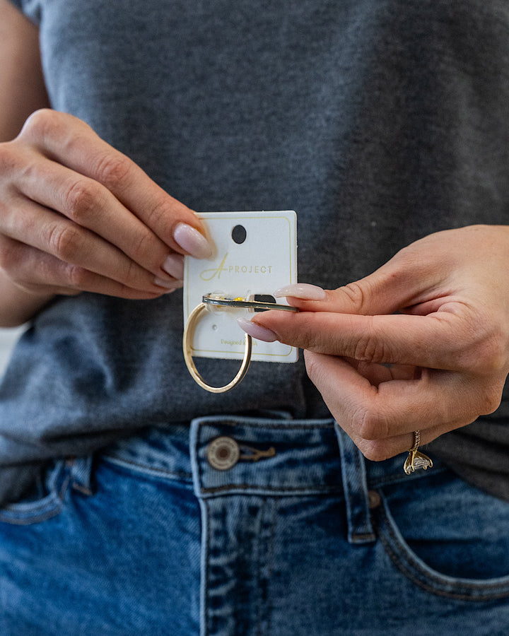 Color Filled Open Hoop Earrings - Gray