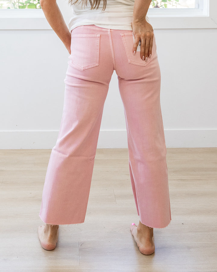 NEW! Vervet Skye Wide Leg Non Distressed Crop Jeans - Pink