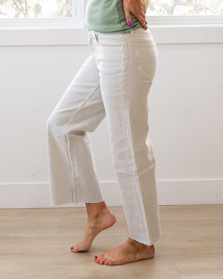 NEW! Vervet Andi Striped Cropped Wide Leg Jeans Vervet