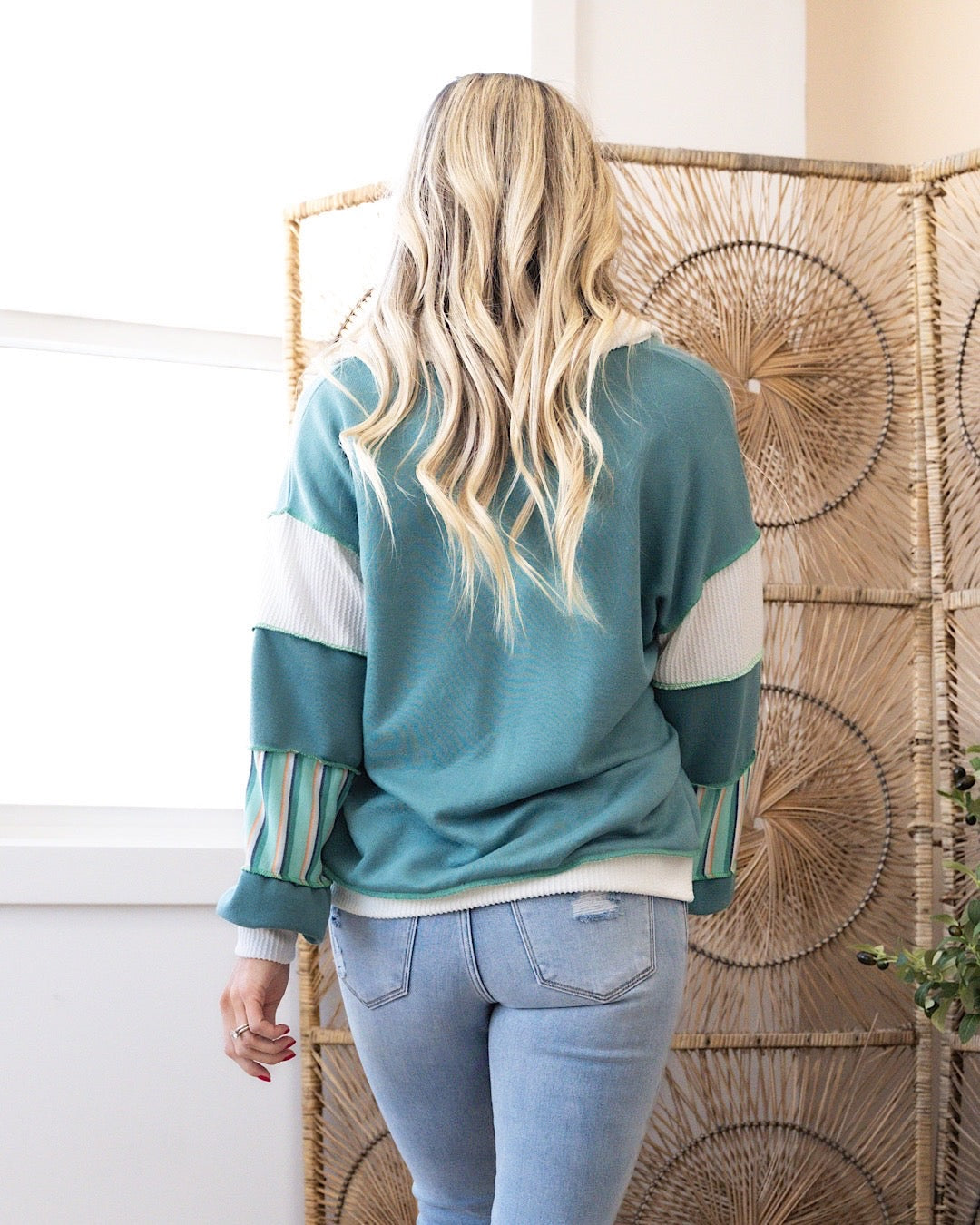 Gwen Color Block Top - Jade  Lovely Melody   
