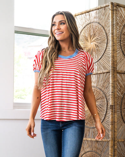 NEW! Dawn Striped Swing Top - Red  Ces Femme   