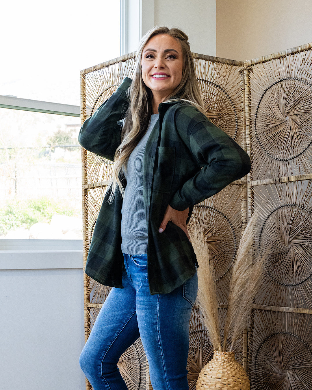 NEW! Devri Oversized Plaid Flannel - Hunter Green  Be Cool   