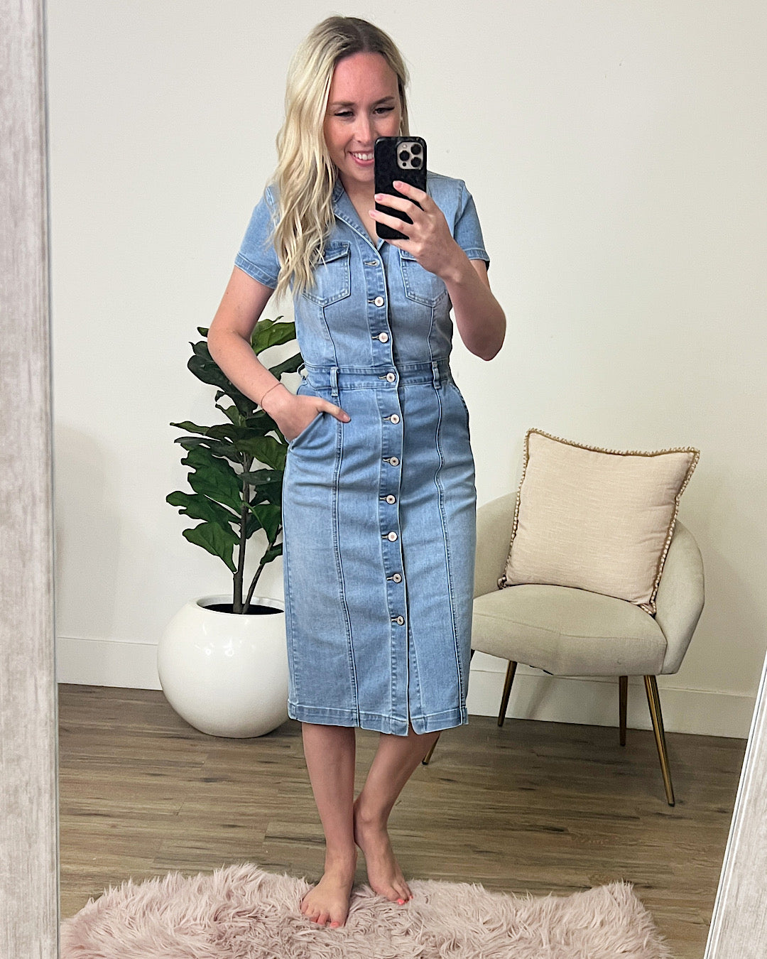 NEW! KanCan Deanna Midi Denim Dress  KanCan   