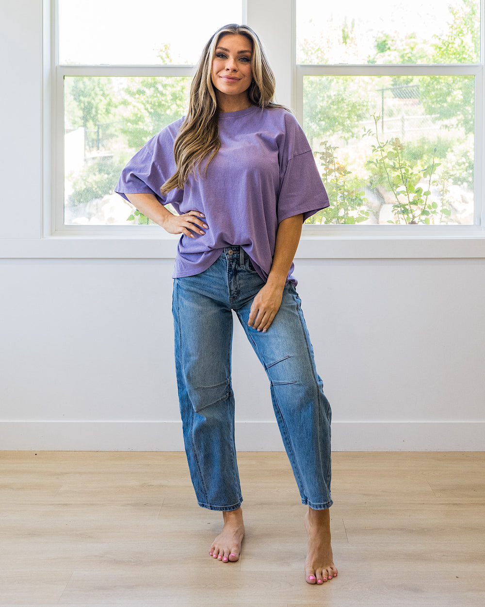 NEW! Oversized Mineral Wash Tee - Dusty Purple Double Zero