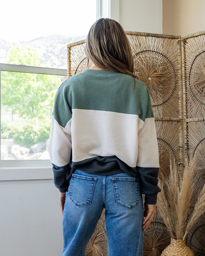 Penny Cloud Knit Color Block - Sage, Cream & Charcoal Tres Bien