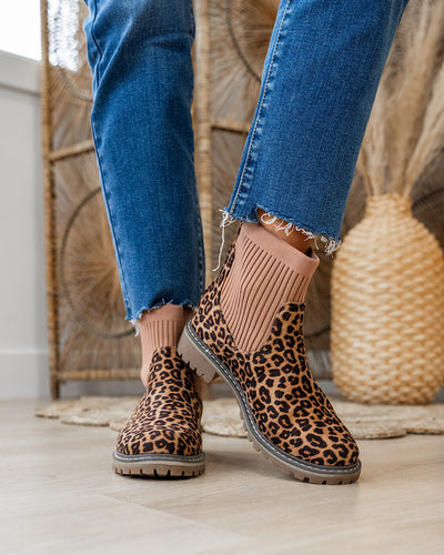 Corkys Cabin Fever Bootie - Tan Leopard Corkys Footwear