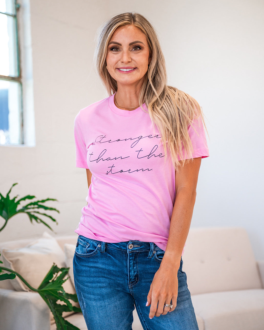 NEW! Stronger Than the Storm Pink Tee  D&E   