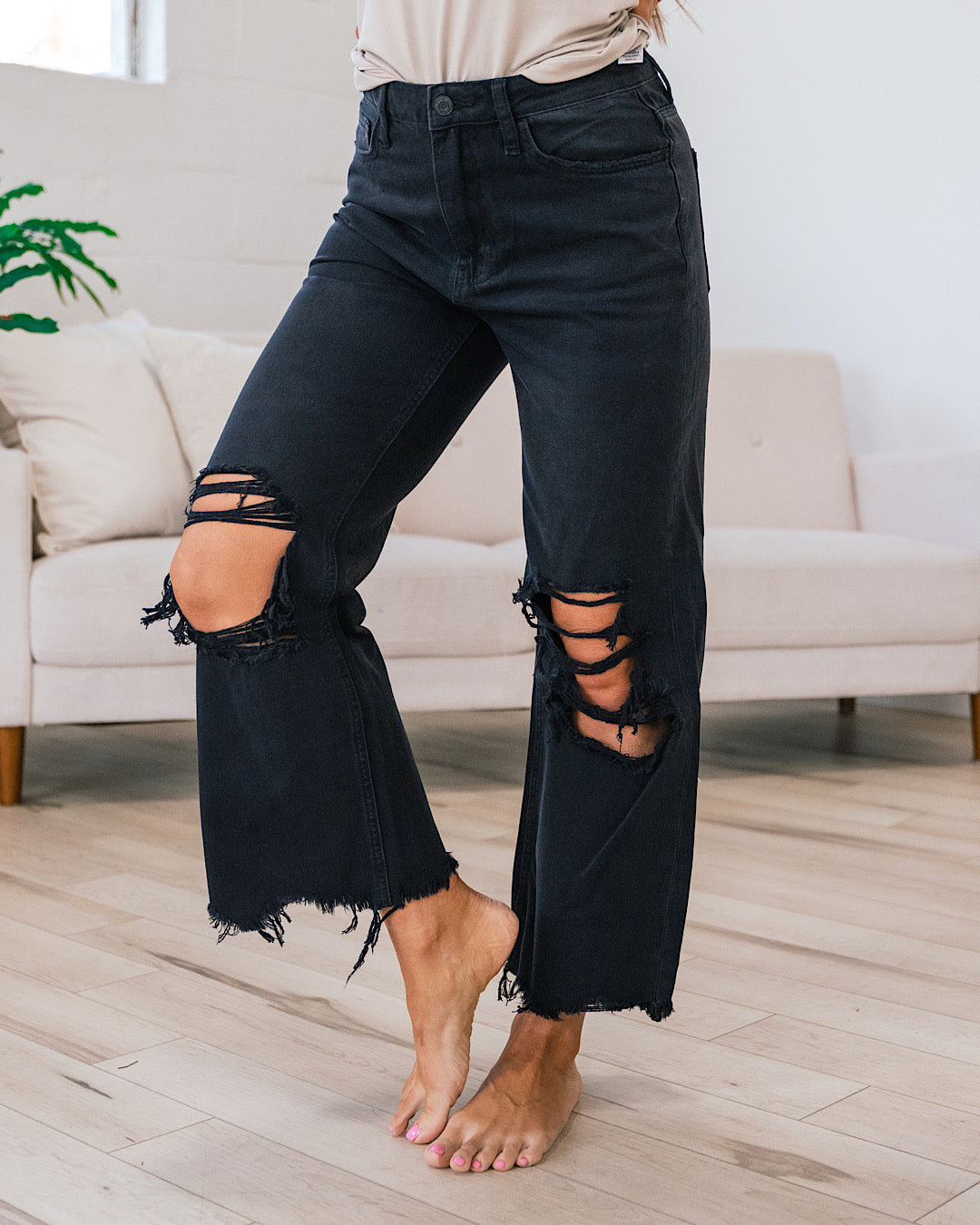 Vervet Black 90's Crop Flare Jeans  Vervet   