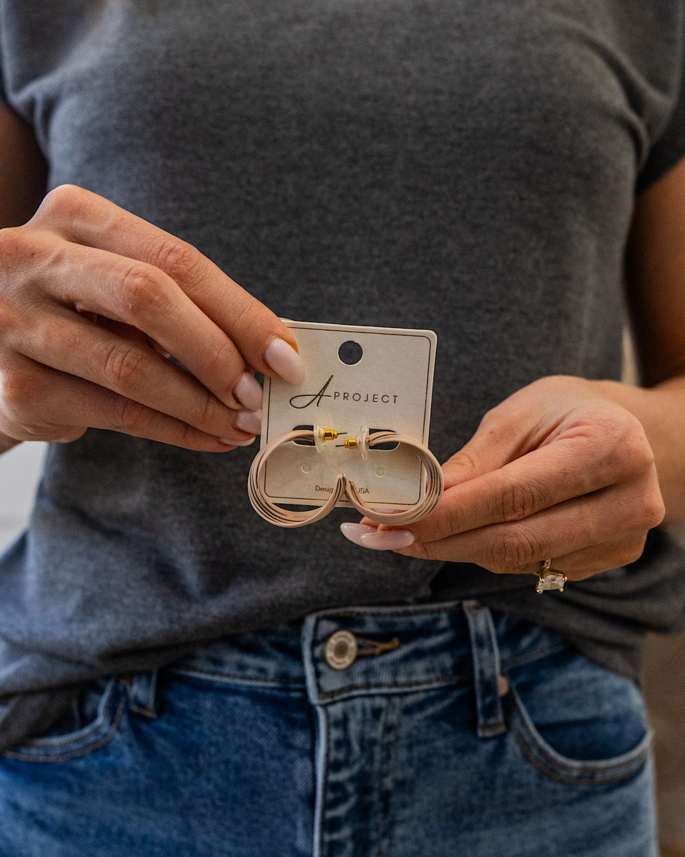 NEW! Overlapping Hoop Earrings - Beige Trendy Wholesale