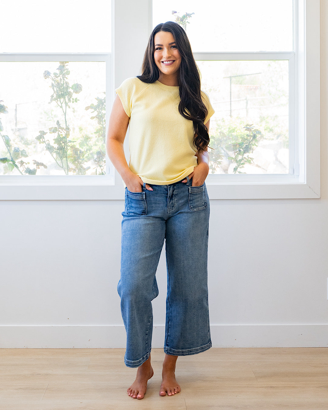 NEW! Justina Cloud Knit Short Sleeve Top - Banana Tres Bien