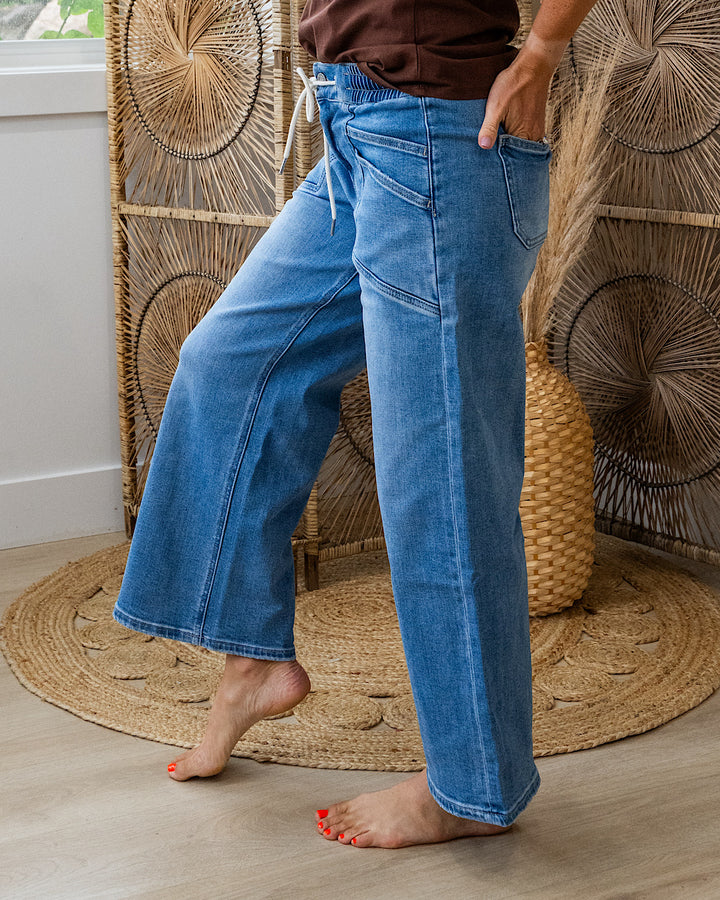 NEW! Vervet Natasha Drawstring Wide Leg Jeans Vervet