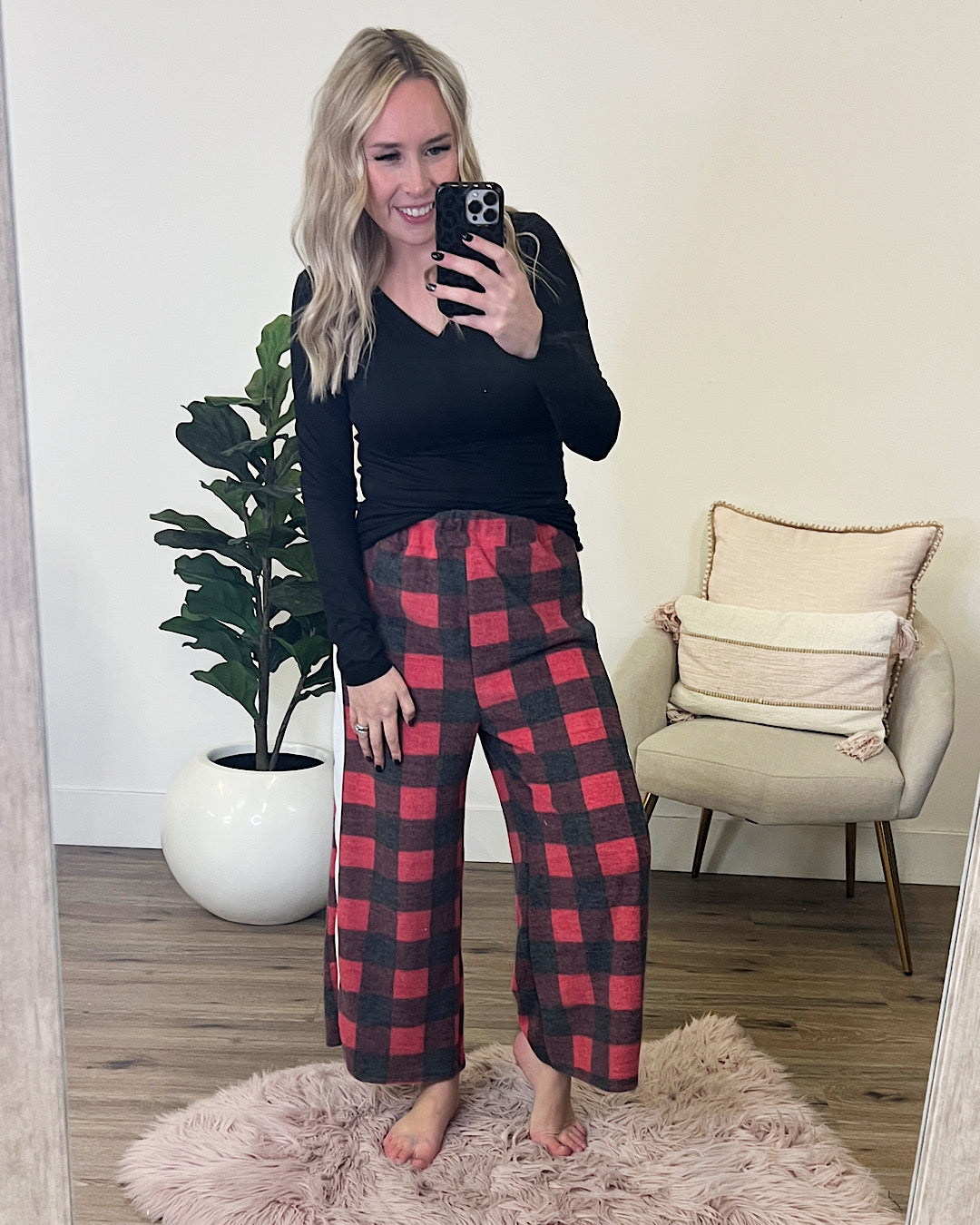 Red and Charcoal Buffalo Plaid Lounge Pants FINAL SALE  Lovely Melody   
