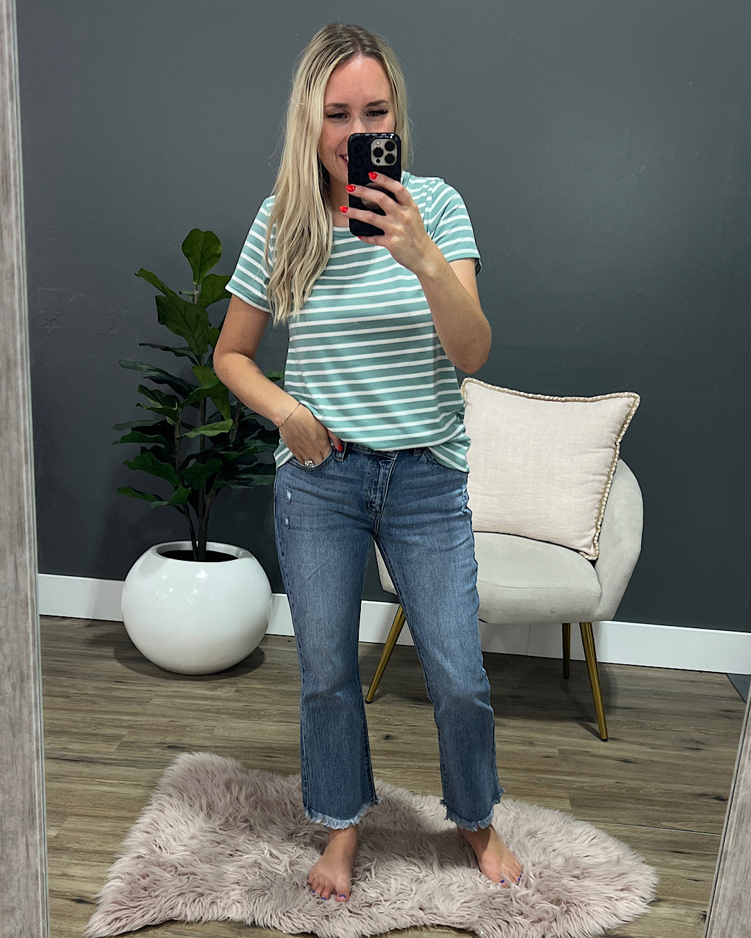 Ashton Striped Top - Sage  Bombom   