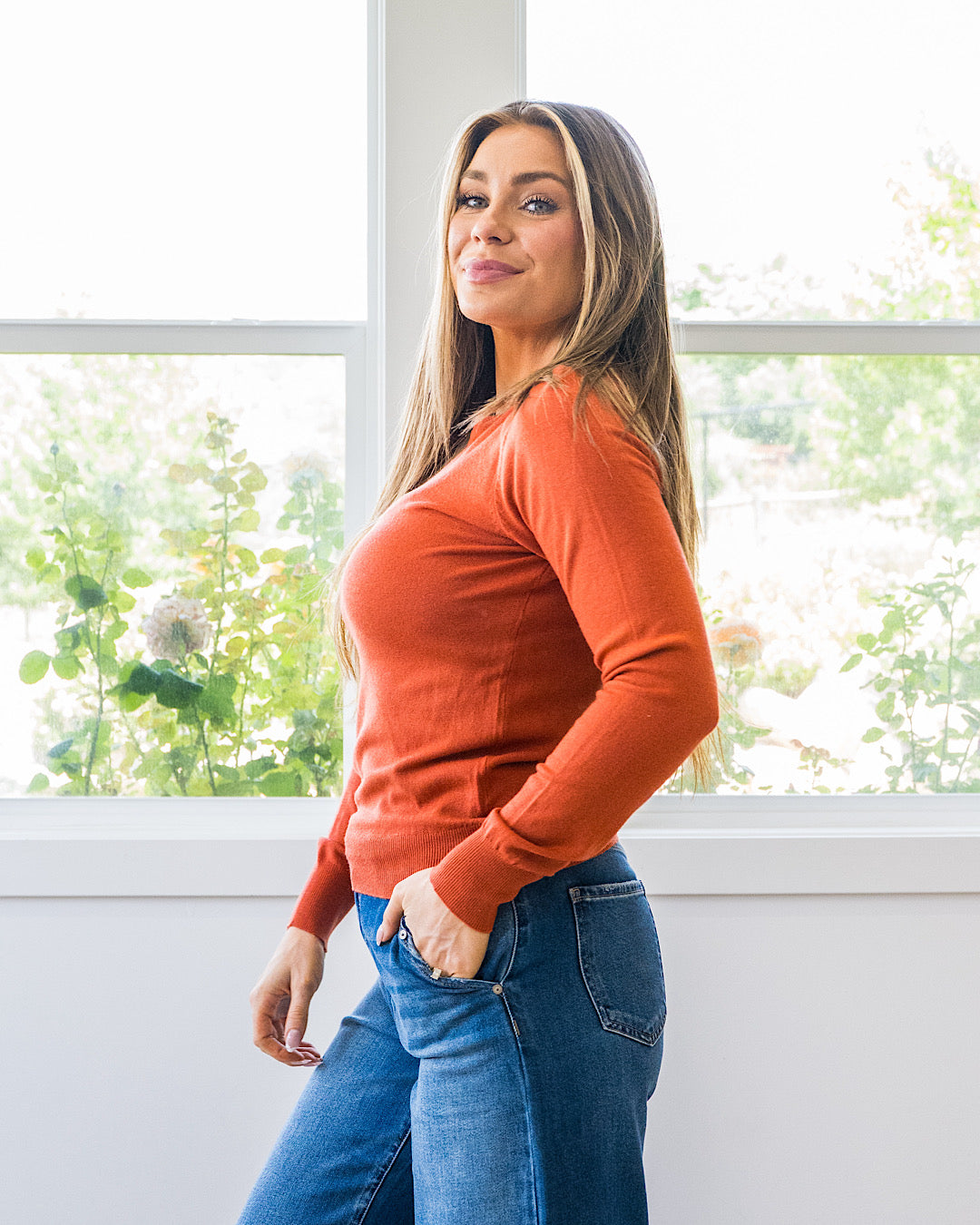 NEW! Eleanor Fine Knit Sweater - Rust Be Cool