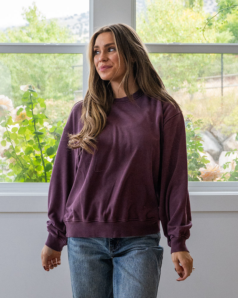 NEW! The Essential Drop Shoulder Sweatshirt - Dark Cherry