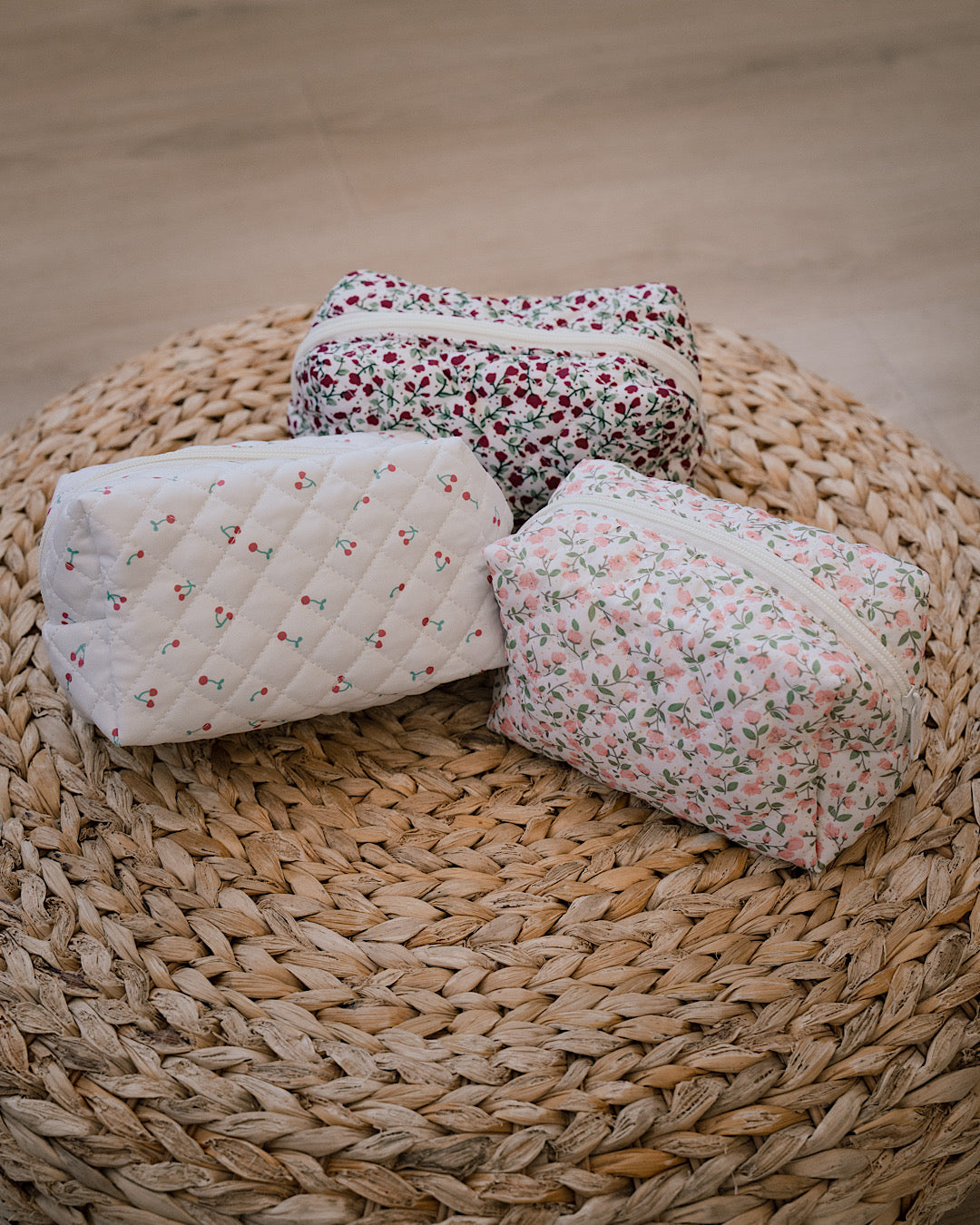 Quilted Cosmetic Pouch Bag - 3 Options