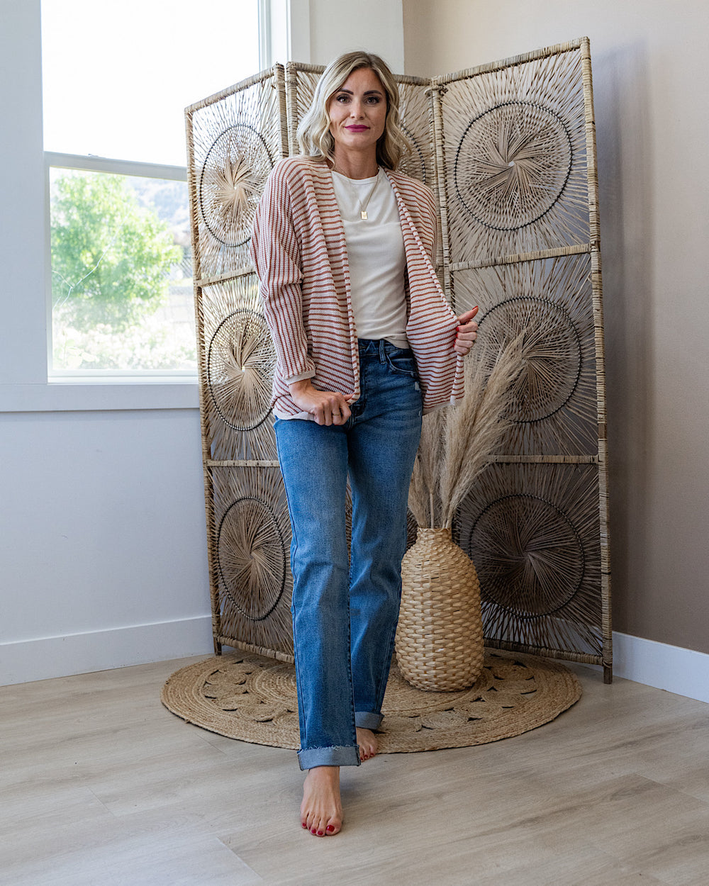 NEW! Brenda Striped Dolman Sleeve Open Cardigan - Auburn Be Cool