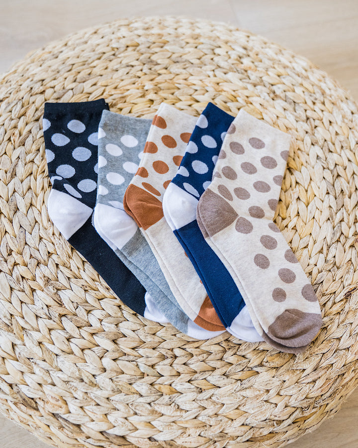 NEW! Polka Dot Color Block Socks - 5 Options Zenana