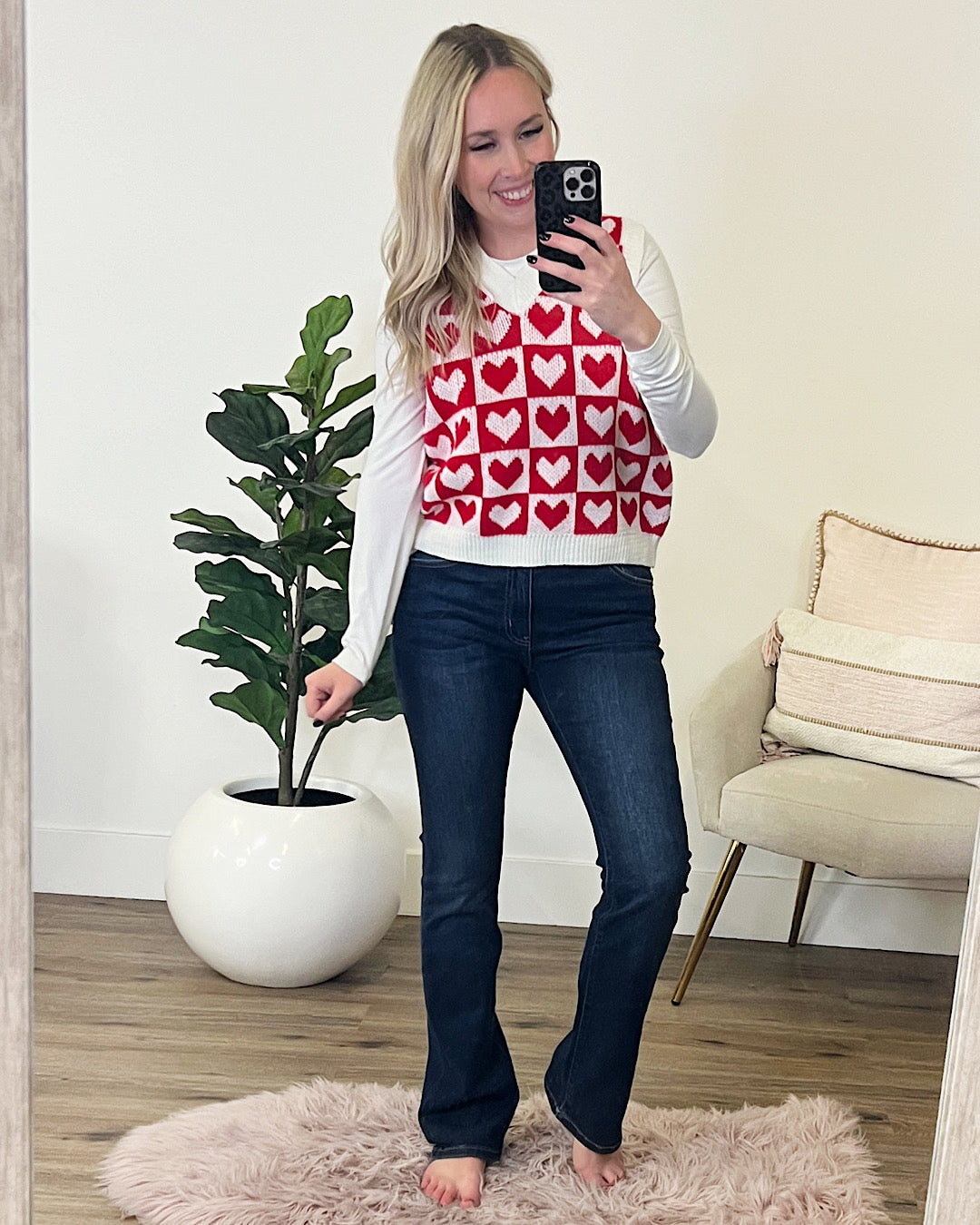 Vera Red Checkered Heart Sweater Vest FINAL SALE  Lovely Melody   