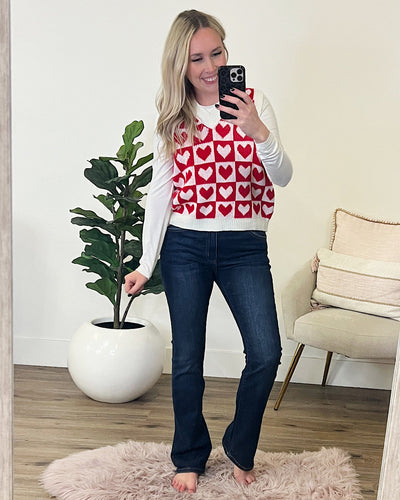 Vera Red Checkered Heart Sweater Vest FINAL SALE  Lovely Melody   