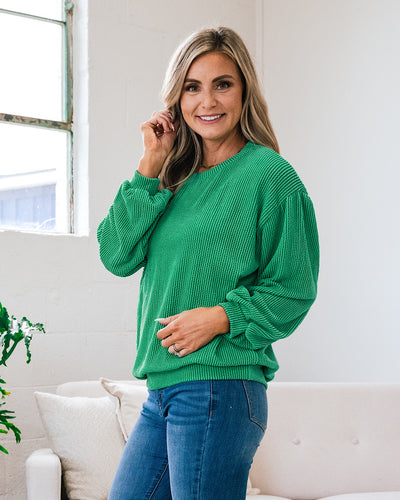 Aleisha Corded Banded Bottom Top - Kelly Green  Lovely Melody   