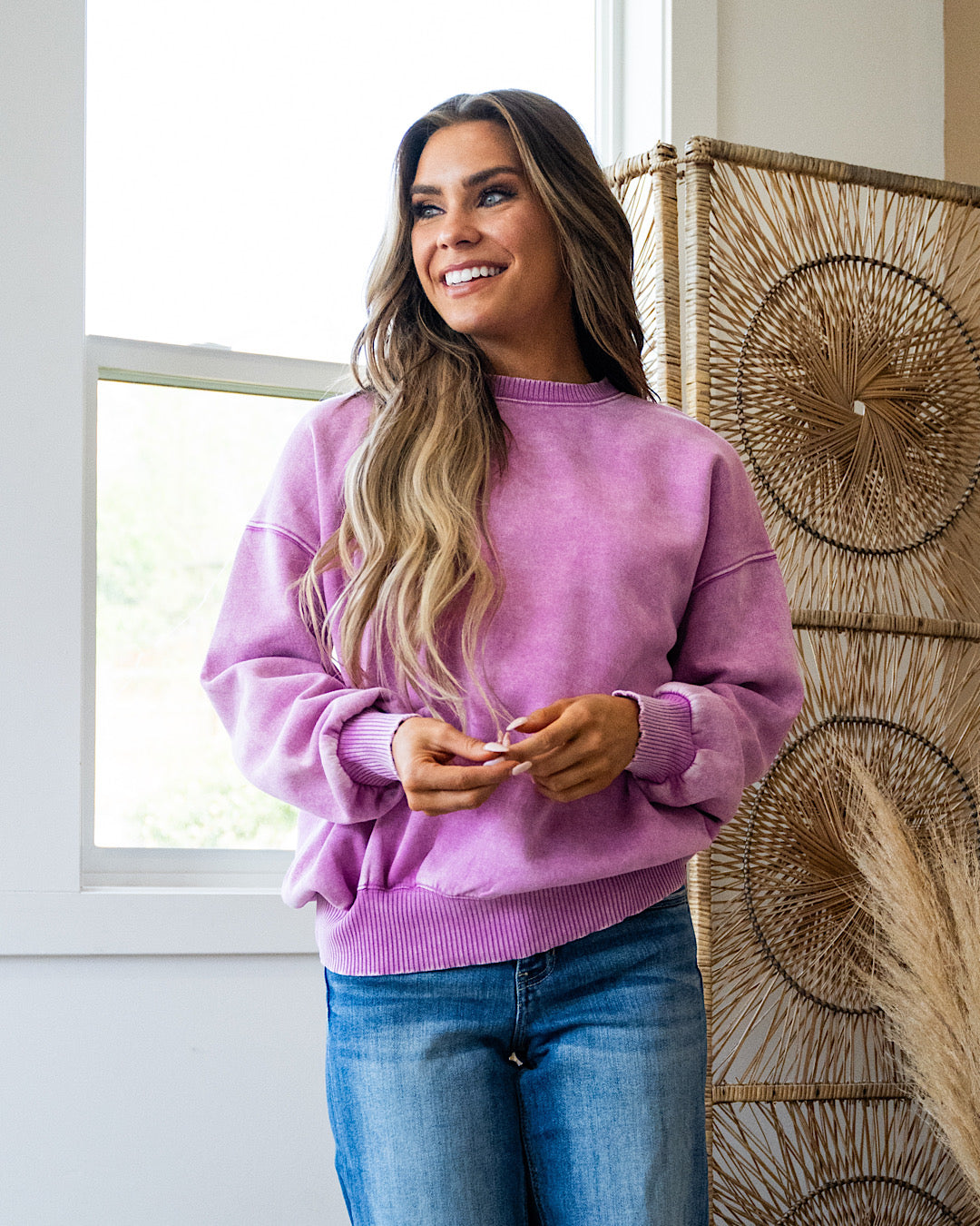 Boyfriend Crewneck Sweatshirt - Mauve  Zenana   