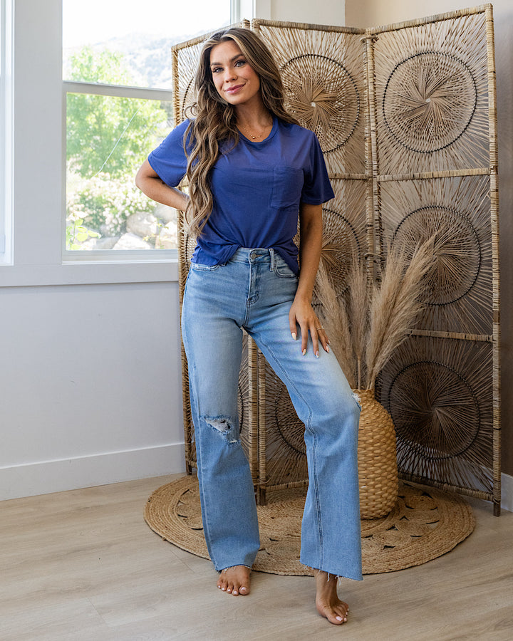 NEW! Bethany Pocket Top - Dusty Indigo Hyfve