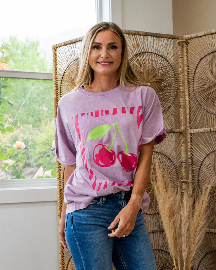 NEW! Mon Cheri Coquette Lavender Mineral Wash Tee Zutter