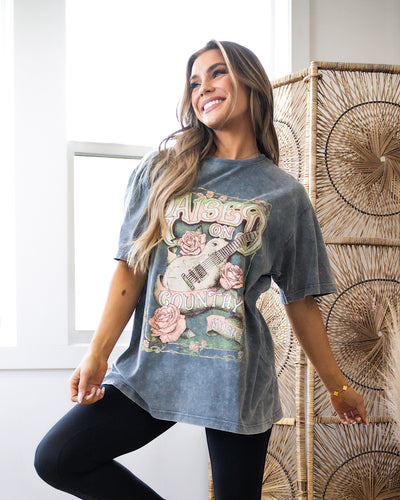 NEW! Raised on Country Music Vintage Denim Tee  Zutter   